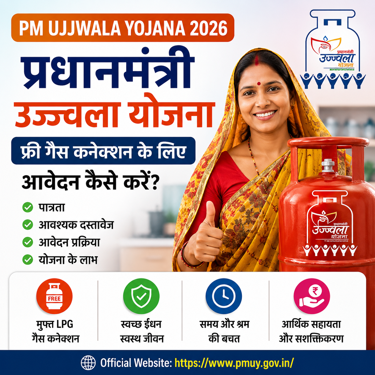 PM Ujjwala Yojana 2026 फ्री गैस कनेक्शन योजना, आवेदन प्रक्रिया और पात्रता की जानकारी
