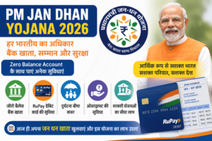 PM Jan Dhan Yojana 2026 के तहत जीरो बैलेंस बैंक खाता, रुपे कार्ड और सरकारी लाभों की जानकारी