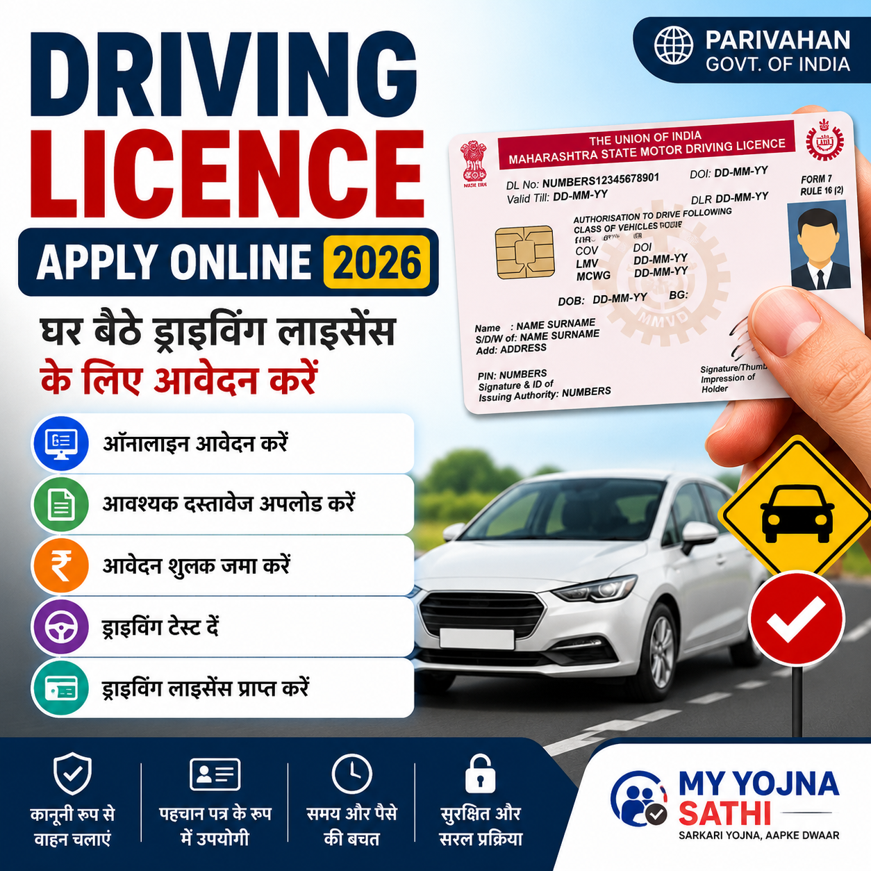 Driving Licence Apply Online 2026 के तहत ऑनलाइन आवेदन, दस्तावेज, ड्राइविंग टेस्ट और लाइसेंस प्राप्त करने की जानकारी