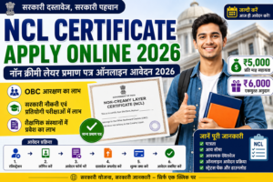 NCL Certificate Apply Online 2026, नॉन क्रीमी लेयर प्रमाण पत्र ऑनलाइन आवेदन, OBC NCL Certificate, आय सीमा, पात्रता, दस्तावेज और आवेदन प्रक्रिया