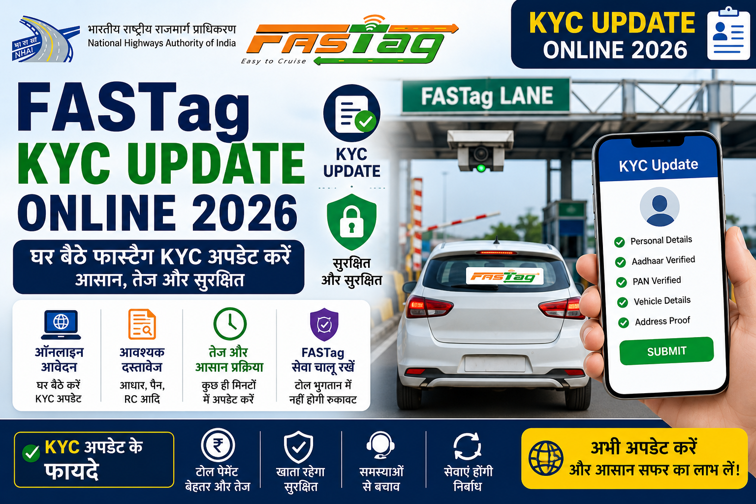 FASTag KYC Update Online 2026, FASTag KYC अपडेट, ऑनलाइन KYC प्रक्रिया, आवश्यक दस्तावेज, KYC स्टेटस चेक और पूरी जानकारी