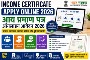 Income Certificate Apply Online 2026, आय प्रमाण पत्र ऑनलाइन आवेदन 2026, Income Certificate Registration, आय प्रमाण पत्र आवेदन प्रक्रिया, आवश्यक दस्तावेज, पात्रता, स्टेटस चेक और पूरी जानकारी