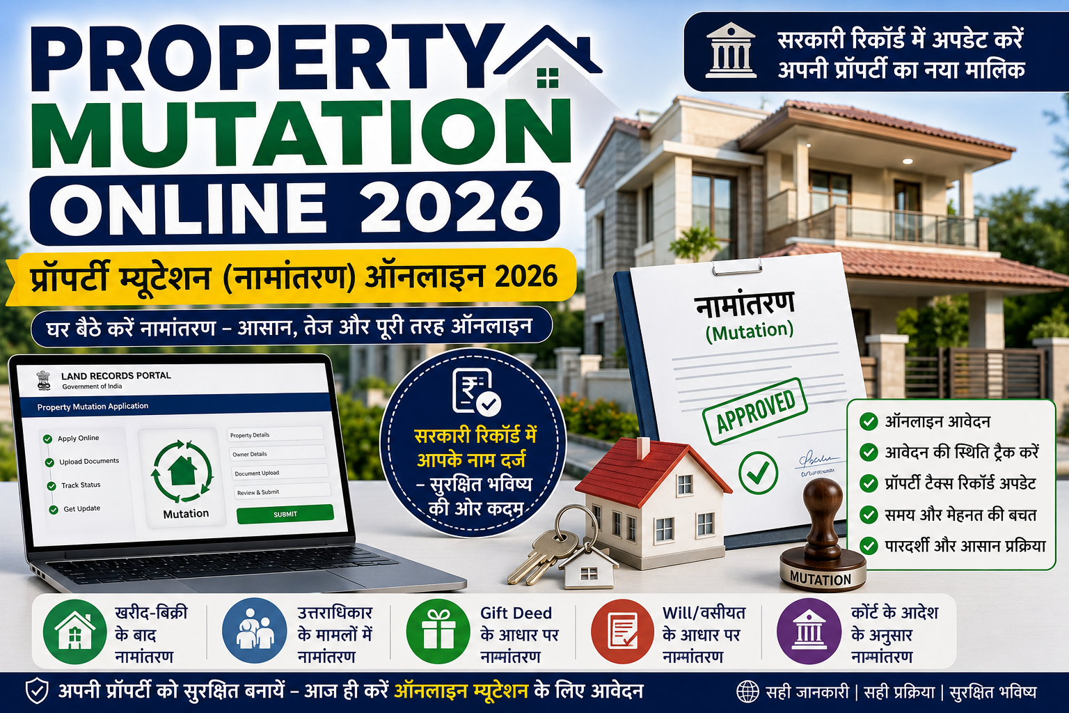 Property Mutation Online 2026, प्रॉपर्टी म्यूटेशन ऑनलाइन 2026, Property Mutation Apply Online, नामांतरण ऑनलाइन, Property Name Transfer, Land Mutation Online