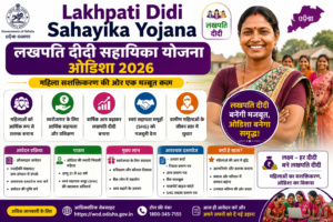 Lakhpati Didi Sahayika Yojana Odisha 2026 के लिए आवेदन, पात्रता, लाभ, आवश्यक दस्तावेज, स्वयं सहायता समूह (SHG) महिलाओं के लिए सहायता और पूरी जानकारी दर्शाती हुई फीचर इमेज।