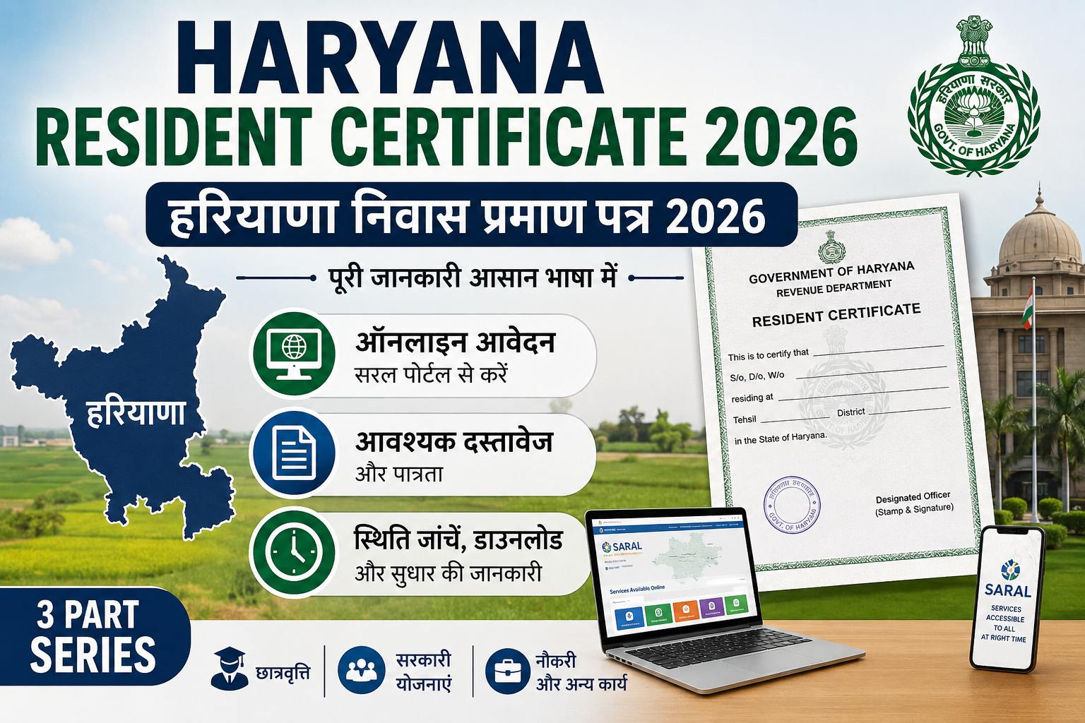 Haryana Resident Certificate 2026 के लिए ऑनलाइन आवेदन और निवास प्रमाण पत्र