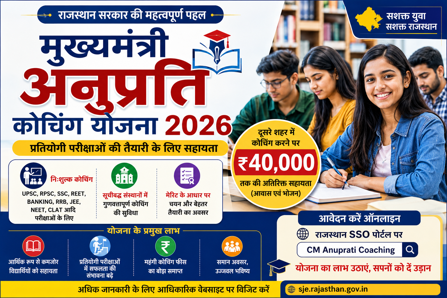 Mukhya Mantri Anuprati Coaching Yojana 2026 – राजस्थान में विद्यार्थियों के लिए मुफ्त कोचिंग