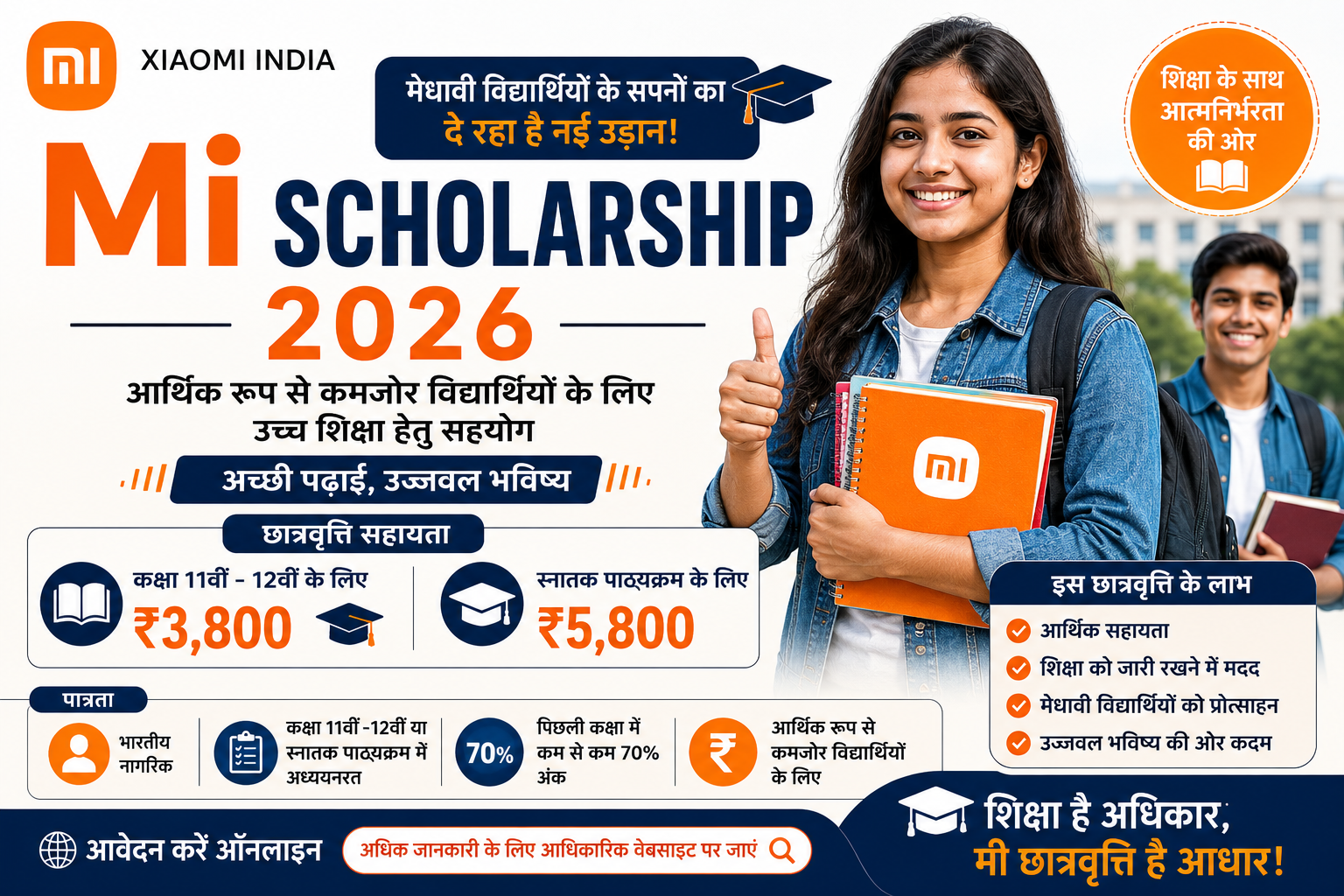 Mi Scholarship 2026 – आर्थिक रूप से कमजोर विद्यार्थियों के लिए छात्रवृत्ति