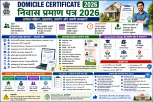 Domicile Certificate 2026 निवास प्रमाण पत्र ऑनलाइन आवेदन, जरूरी दस्तावेज, पात्रता और उपयोग की जानकारी