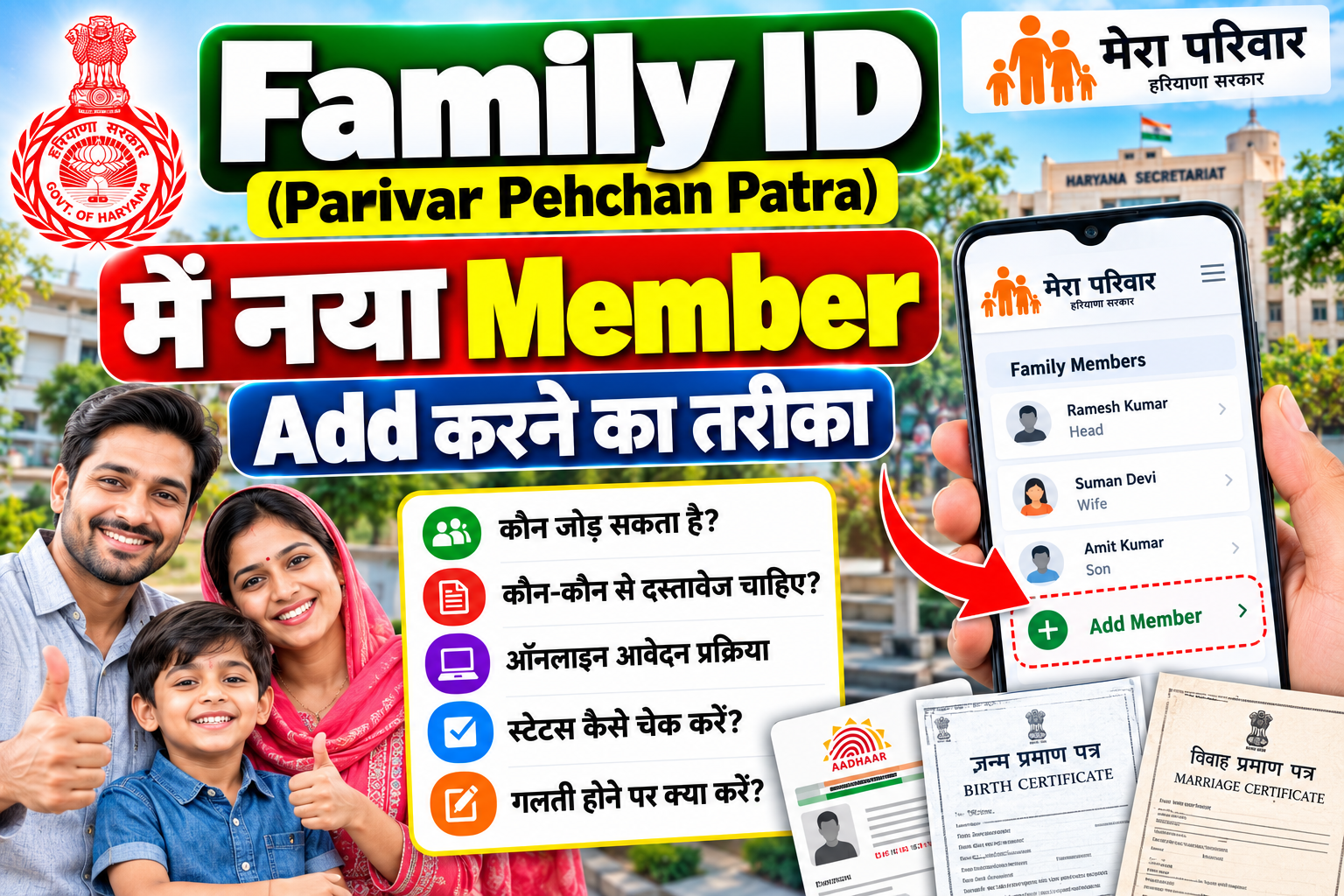 Haryana Family ID में नया Member Add करने का तरीका